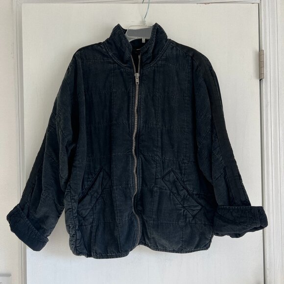 Free People Women's Dolman Quilted Denim Jacket Washed Black Size XS - Picture 3 of 5
